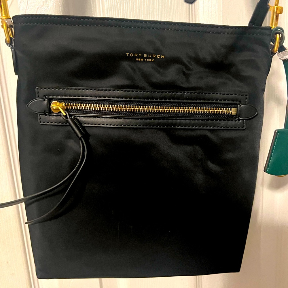Tory Burch Black Nylon Crossbody Bag with Gold Hardware